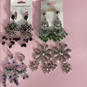 4 set of women’s earrings dangle droop